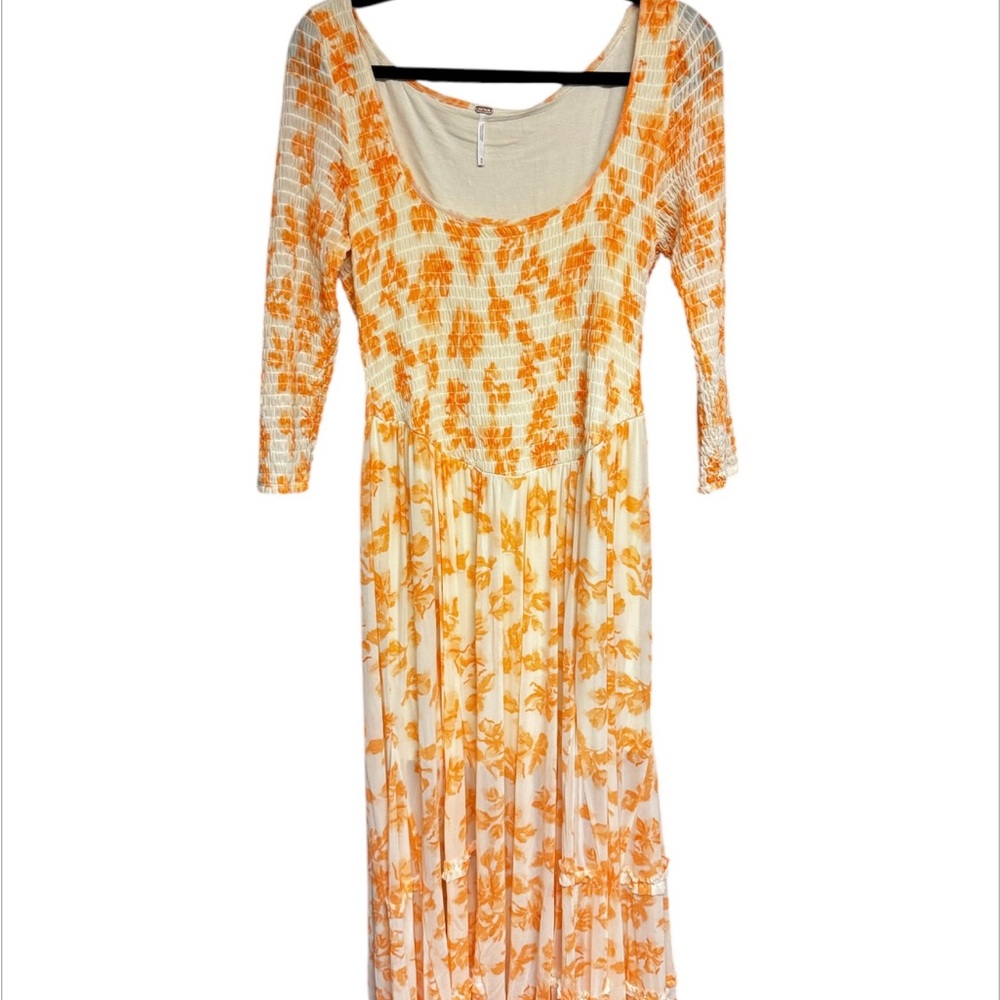 Floral Orange and Cream Dress